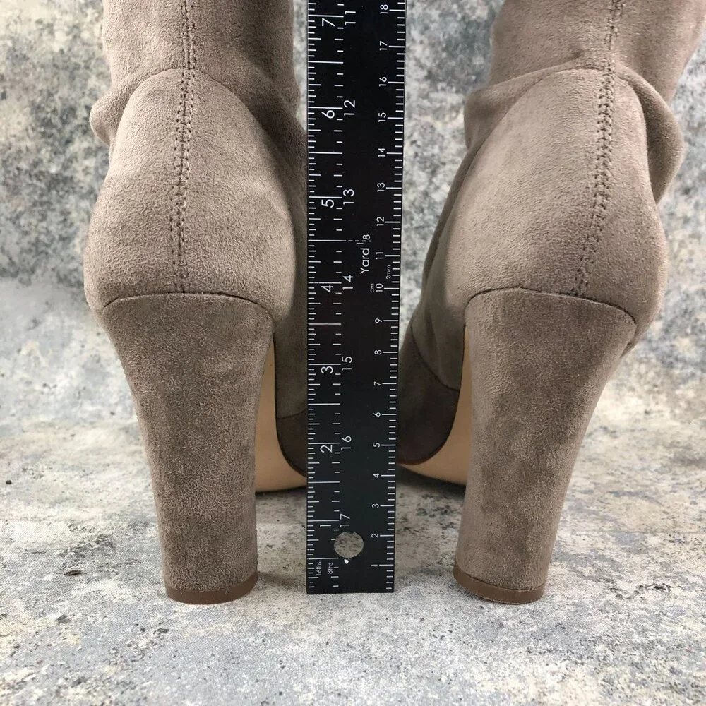 Steve Madden Women's Size 7.5M Grandeal Brown Textile Tie Back Heeled OTK Boots